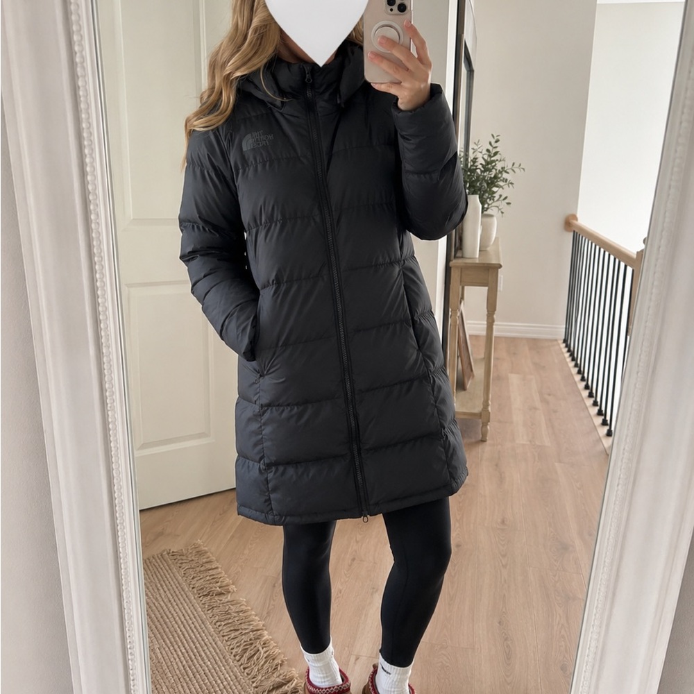 The North Face Women's Black Long Puffer Jacket with Hood